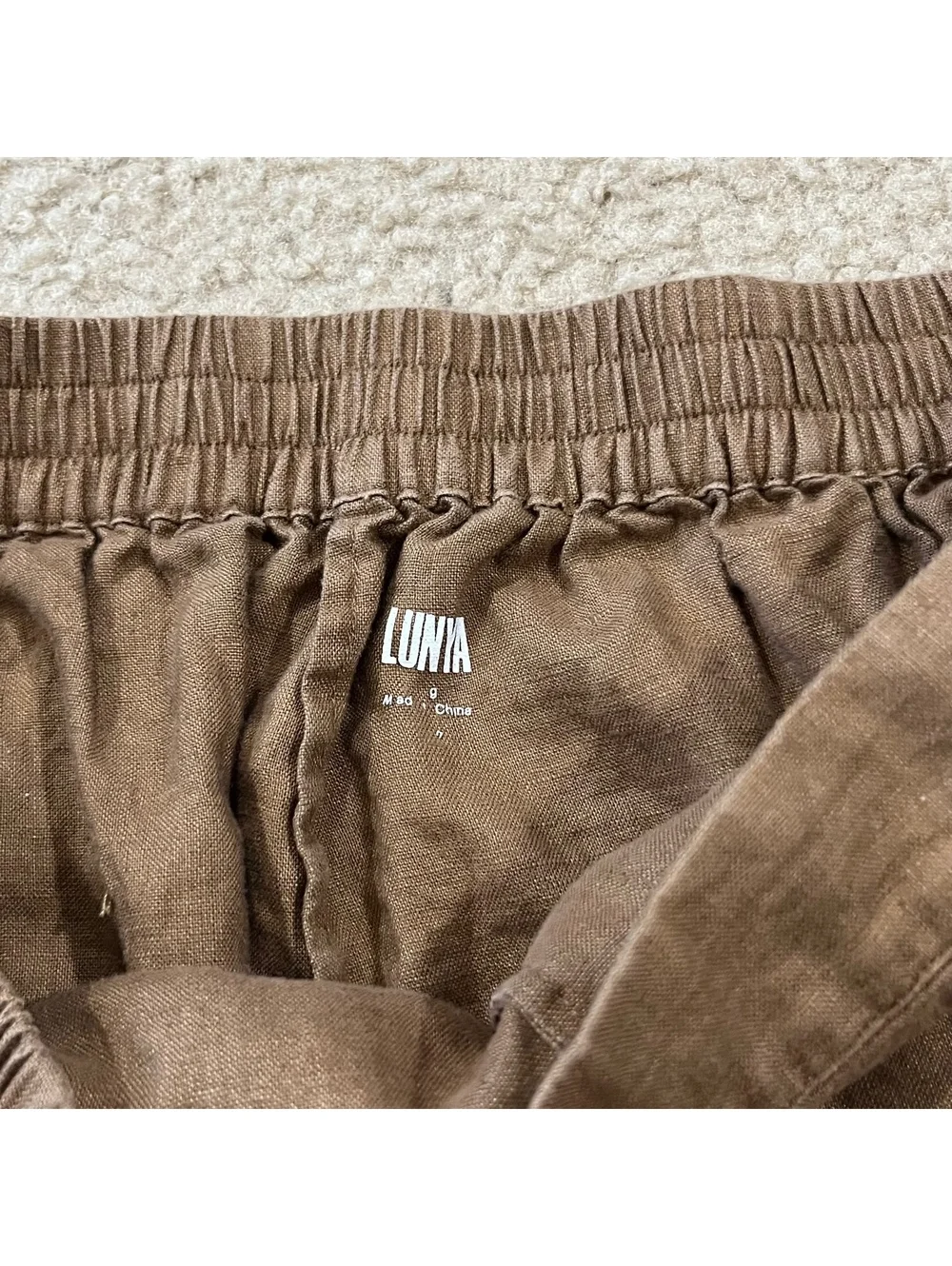 Lunya Linen Lounge Shorts Tan Brown Size Large